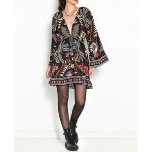 NWT | FARM Rio Black Classic Garden Viscose Short Dress | Sz M